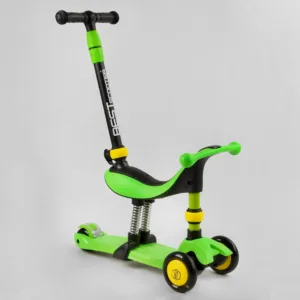 Самокат-велобіг 3в1 з ручкою Best Scooter, колеса PU, салатовий