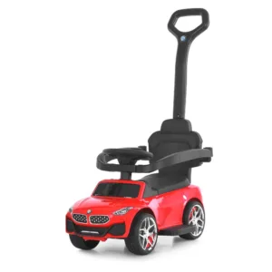 Каталка з ручкою, гумові колеса, підсклянник M 6253EL-3 червоний