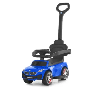 Каталка з ручкою, гумові колеса, підсклянник M 6253EL-4 синій