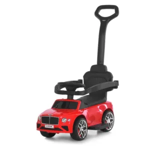 Каталка з ручкою, гумові колеса, підсклянник M 6252EL-3 червоний