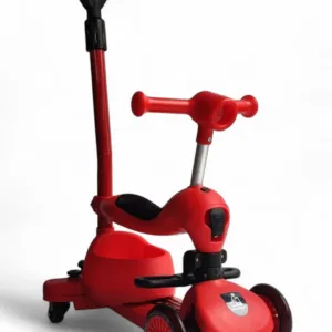Самокат-біговел з ручкою та кошиком, червоний