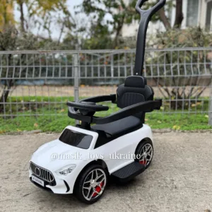 Каталка з ручкою, гумові колеса, підсклянник M 6255EL-1 білий