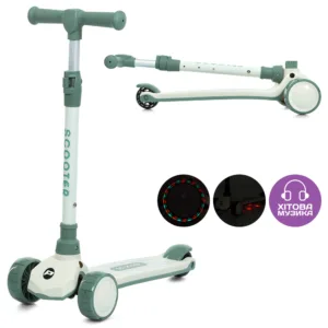 Самокат кермо складається, музика, підсвітка JR3-124-M зелений