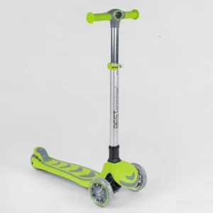 Самокат триколісний Best Scooter, салатовий, складне алюмінієве кермо, колеса PU