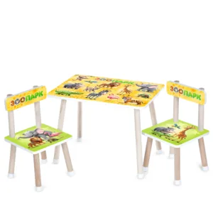 Дерев'яний столик з 2 стільчиками M 501-11 зоопарк