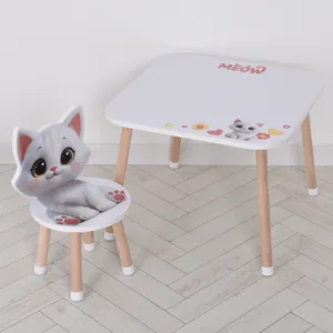 Дерев'яний столик зі стільчиком M 502-2 кошеня