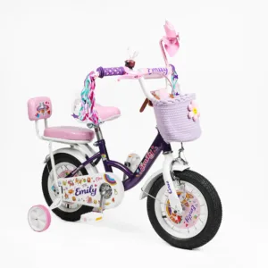 Велосипед 12" Corso Emily кошик, прикраси, ручне гальмо, дзвіночок фіолет