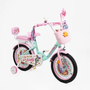 Велосипед 16" Corso Emily кошик, прикраси, ручне гальмо, дзвіночок бірюза