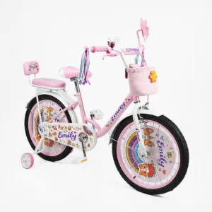 Велосипед 20" Corso Emily кошик, прикраси, ручне гальмо, дзвіночок рожевий