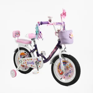 Велосипед 16" Corso Emily кошик, прикраси, ручне гальмо, дзвіночок фіолет