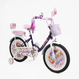 Велосипед 18" Corso Emily кошик, прикраси, ручне гальмо, дзвіночок фіолет
