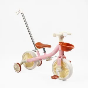 Велосипед-біговел 2в1 з ручкою Рожевий УКР озвучка